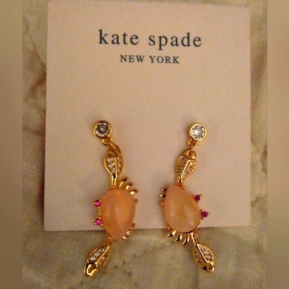 NEW Kate Spade sea star crab pink drop earrings - Picture 1 of 2